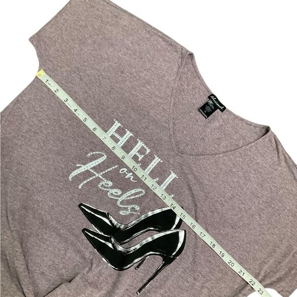 Delusional Women’s Purple Graphic V Neck Tee with Heels Design EUC - Picture 4 of 6